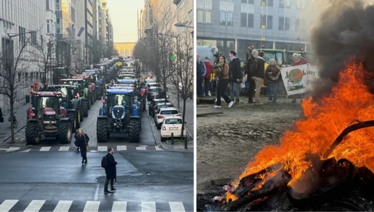 Belçika’da protestolar alevlendi! Çiftçiler Avrupa Parlamentosu’nu kuşattı, ana yollara ulaşılamıyor