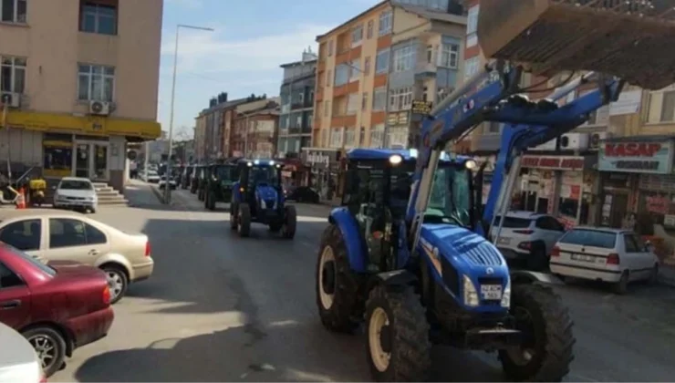 Konya’da çiftçilerden traktör konvoylu eylem